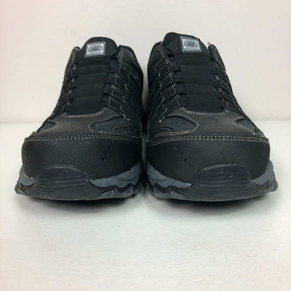 Skechers Cankton Ebbitt Steel Toe Leather Memory Foam Sneakers Black 77161 9.5 - Picture 3 of 12